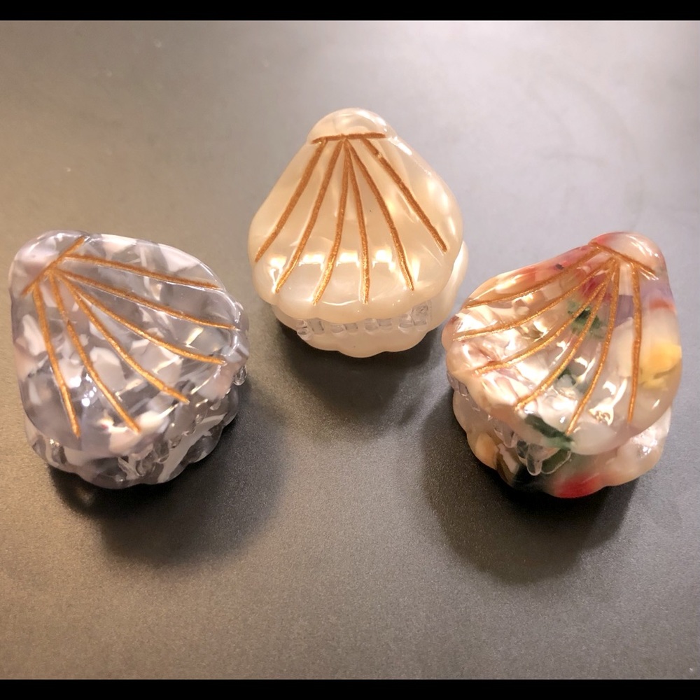 Three Small Seashell Hair Clips